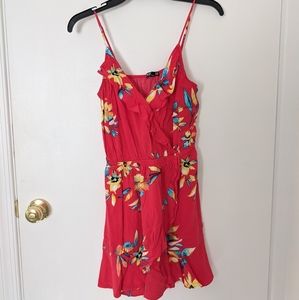 EXPRESS Red Floral Spaghetti Strap Dress